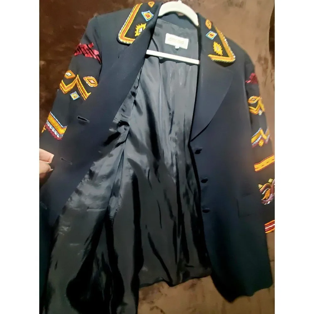 Vintage Iceberg Made In Italy Blazer Jacket Black Small 42 - Picture 4 of 7